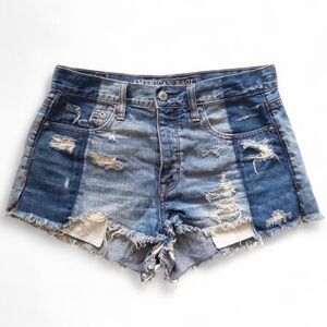 American Eagle Outfitters Blue Distressed Denim Shorts